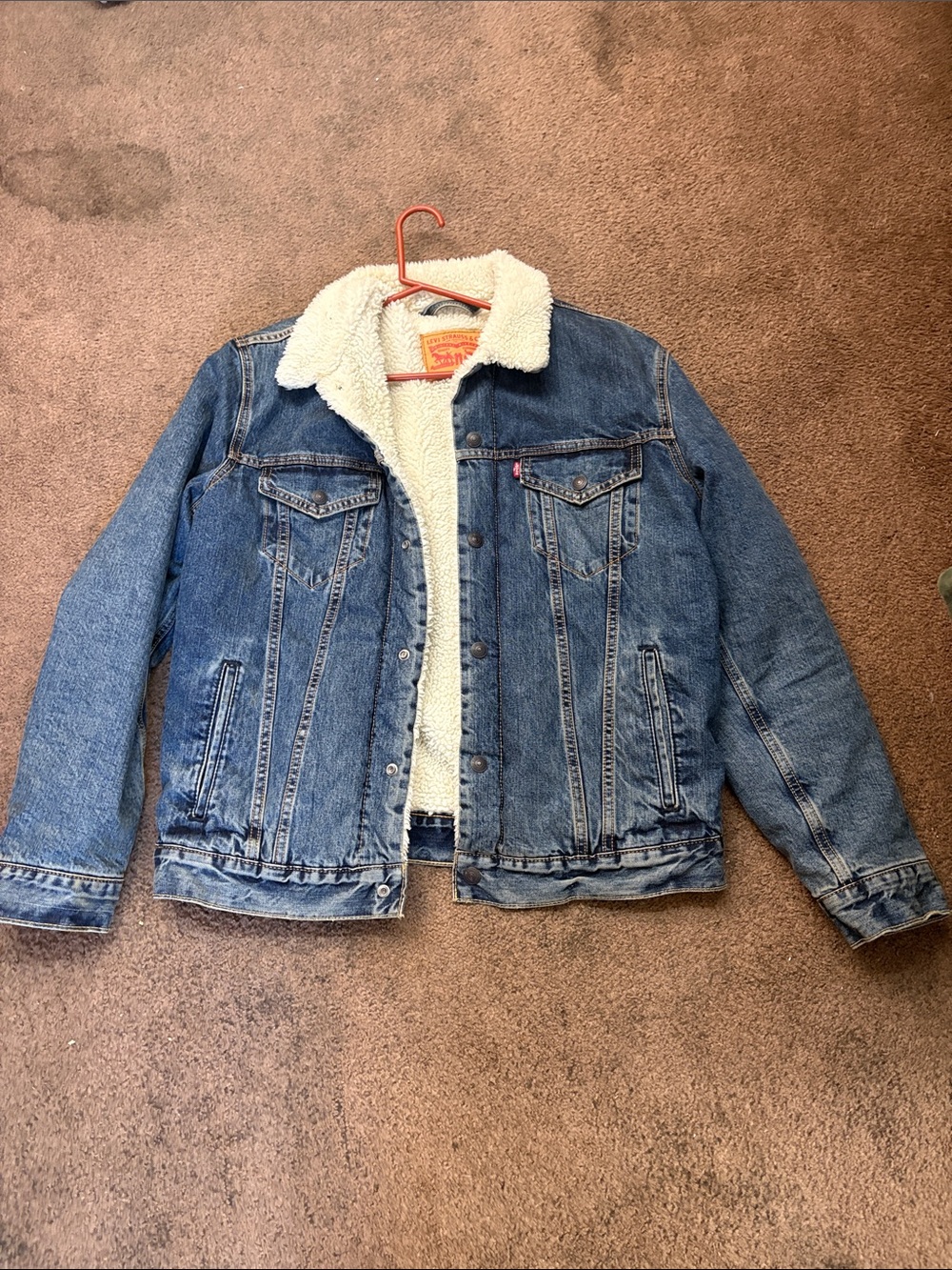 Levi's Blue Denim Jacket with Cream Sherpa Collar